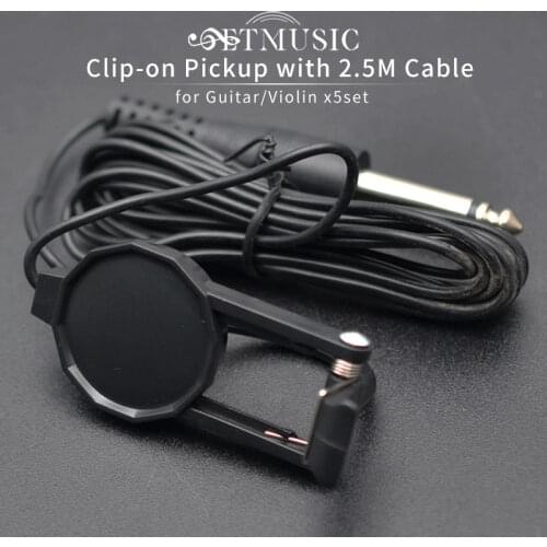 5Set Clip-on Pickup with 2.5M Cable Compact Professional Pickup for Fiddle Violin Acoustic Guitar Ukulele