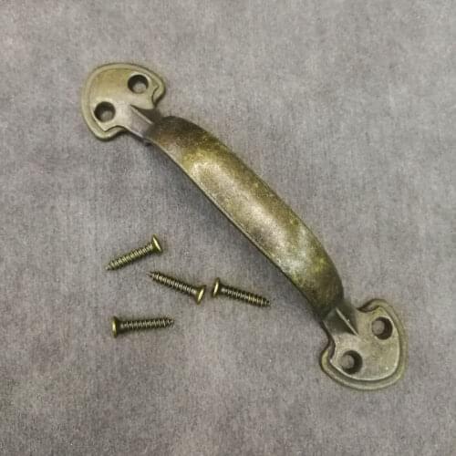 10pcs Antique China Style Bronze Tone Cabinet Door Handle Gate Pull With Screws for Wooden Door Free Punch Handle Kitchen Knobs