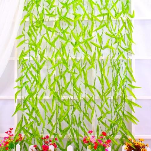 10pcs/Lot 190cm Artificial Willow Leaves Rattan Hanging Plant Decoration For Fake Foliage Wall Home Garden Wedding Decorate