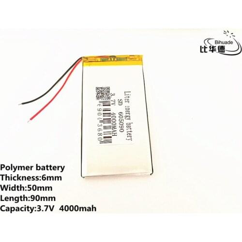 10pcs/lot 3.7V 4000mAh 605090 PLIB polymer lithium ion / Li-ion battery for GPS PSP DVD