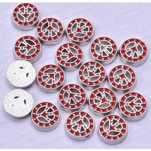 F557 Zinc Alloy Red Colors Peace Floating Charms For Glass Living Memory Locket 8*8mm