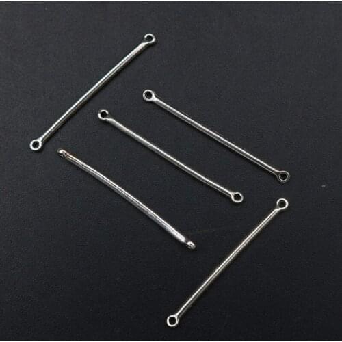 WKOUD 40pcs Silver Color Metal Strip alloy Connector Bracelet Earrings DIY Jewelry Charm Handmade Accessories A1751