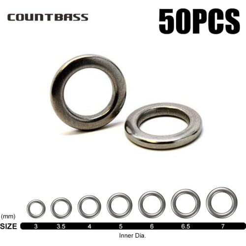 50pcs Countbass Heavy-duty Stainless Steel Solid Ring Fishing Lures Lead Jigging Rings Fishing Accessory Terminal Tackle