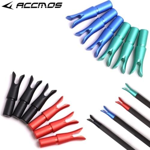 6/12pc Archery ID 6.2mm Arrow Shaft Aluminum Alloy Insert Arrow Nock Pin Nock Compound Recurve Shooting Accessories