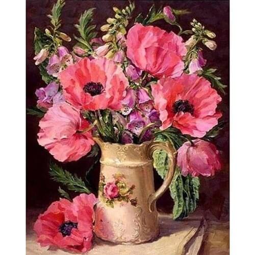 Diamond Painting Full Drill square/round Pink Flower Mosaic DIY Diamond Painting Cross Stitch Embroidery Home Decor