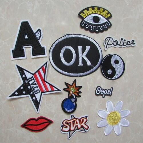 New arrive different species cartoon patter hot melt adhesive applique embroidery patches stripes DIY accessory patch 1pcs sell