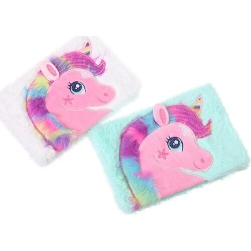 Hot Sale INS Unicorn Kawaii Plush Planner Book Suit Notebook Hand-book Students' Supply Office Stationery Learning Gift For Girl