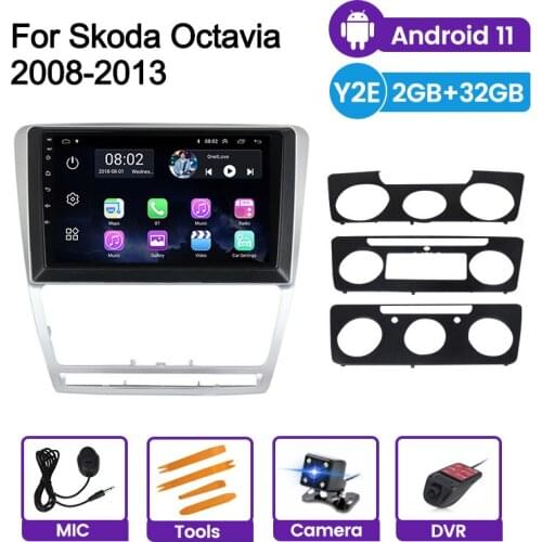 Bluetooth WIFI Android 11 GPS Navigation For SKODA Octavia 2 A5 2007-2014 Quad core Audio stereo 2.5D headunit SWC USB 2 din