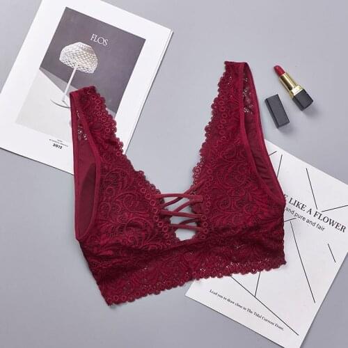 Deep V Lace Bralette Size Bra Women Seamless Padded Push Up Plunge Bra Wire Free Sexy Lingerie Underwear Women