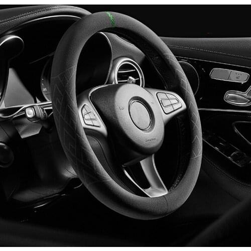 2021 New Suede Leather Car Steering Wheel Cover Marker on Top 38CM Sport Racing Auto Steering Wheel Covers Anti-Slip Automotive