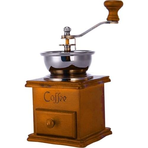 Wood Manual Coffee Grinder Hand Coffee Beans Grinding Machine, Hand Coffee Burr Mill, Manual Bean Grinder