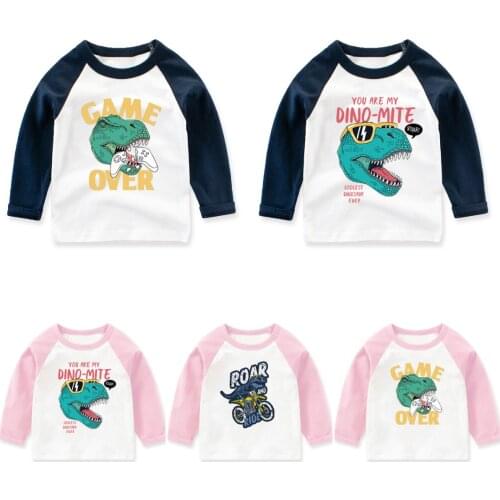 Dinosaur Long Sleeve Boys T-shirt Kids Cute Girl Cartoon Cotton Top Children Kids Clothing Fall Clothes for Kids