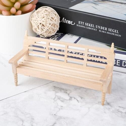 DIY 1:12 Vintage Garden Park Long Chairs Miniature Wooden Dollhouse Miniatures Kids Toys Dolls Accessories Furniture Toys