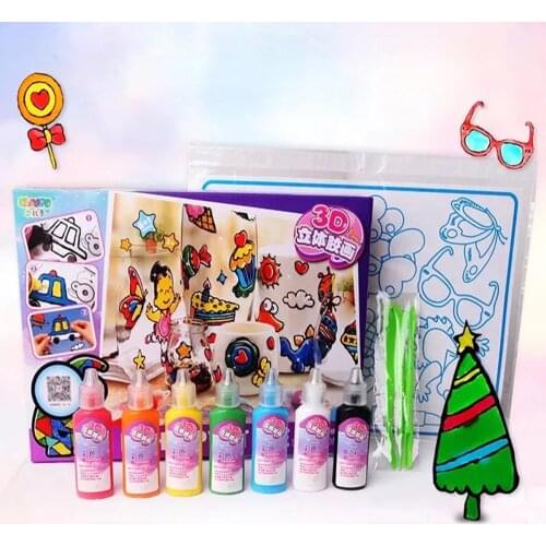DIY Drawing Toys Kids Cartoon Glue Tempera Painting 3D Stickers for kindergarten Craft Educational Interactive Toys for Children
