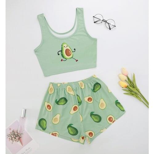 Homewear Women Summer Pajamas Casual Loose Two Pice Set Patchwork Letter Print Sleeveless Top and Short Suit Streetwear Set