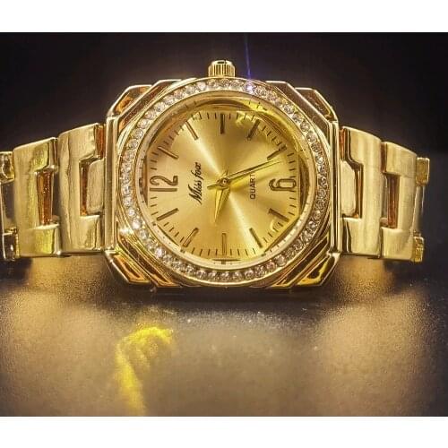 Missfox Elegant Square Woman Watch Gold Simple Office Lady Watches Stainless Steel Fashion Party Quartz Reloj De Mujer Dress