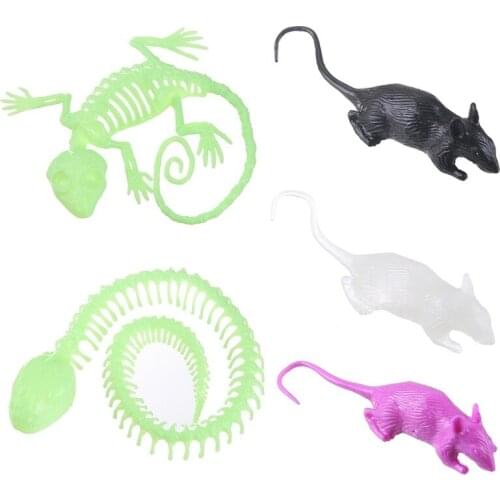 Noctilucent Skeleton Gecko/Snake Mouse Rat Skeleton Bones for Horror Halloween Party Bar Home Decoration Accessories Decoration