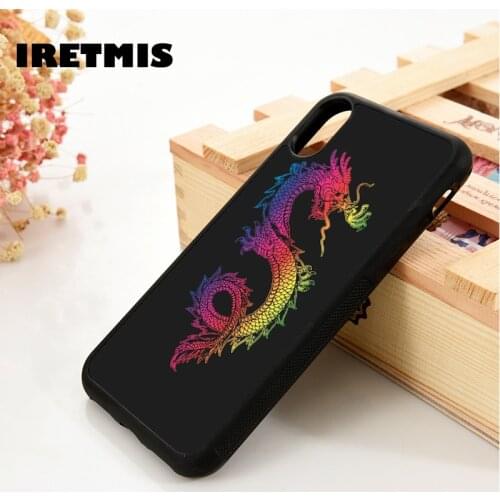 Iretmis 5 5S SE 6 6S TPU Silicone Rubber Phone Case Cover for iPhone 7 8 Plus X Xs 11 12 MINI Pro Max XR Rainbow Dragon
