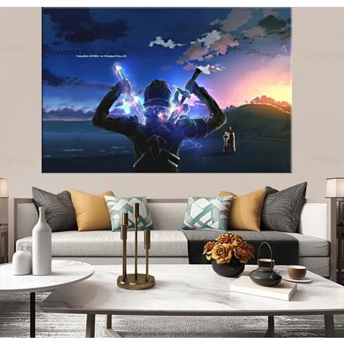 Canvas Paintings Home Decor HD Prints Poster 1 Piece/Pcs Sword Art Online Kirito Anime Pictures Living Room Wall Art Framework