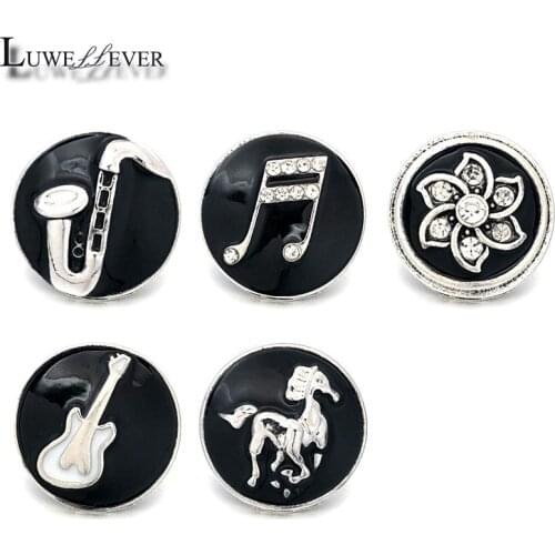 Horse Component 013 Crystal 18mm Metal Snap Button For Bracelet Necklace Interchangeable Jewelry Women Accessorie Findings