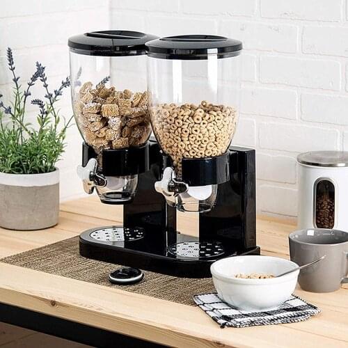 Multifunctional Double Cereal Storage Kitchen Dry Food Oatmeal Dispenser Food Container Box Fresh Food Storage Holder