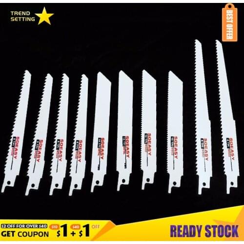 Realmote 10pcs Saw Blades Set Carbide Woodworking Wood Fibreboard Metal Cutting Reciprocating Power Tools Accessories