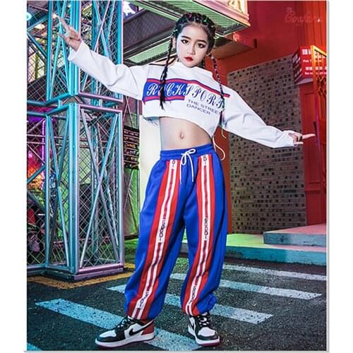 Hip Hop Costumes Kids Jazz Long Sleeve Tops Cheerleading Clothing Girls Street Dance Rave Outfit Performance wear Jazz outfits