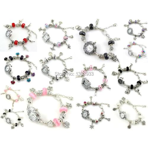 New Fashion Women Wristwatches Snake Chain Quartz Watch Bracelet European Charms Beads 20cm