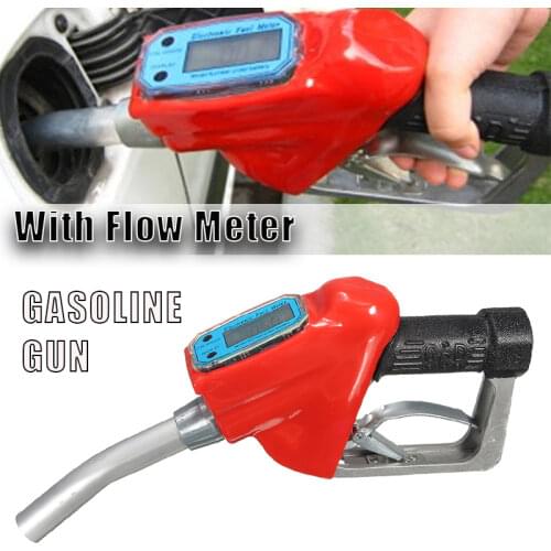 Gasoline Diesel Spray Gun Digital Display Flowmeter Adjustable Methanol Chip Electronic Metering Turbo Fuel Refuel Indicator Gun