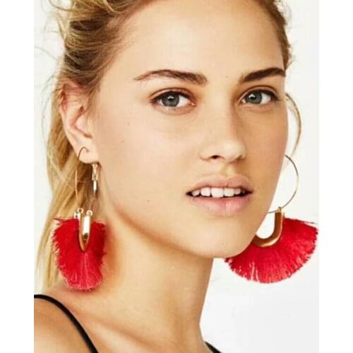PPG&PGG Brand Bohemian Beads Tassel Long Statement Earrings Multicolored Charm Fan Drop Dangle Earrings For Women