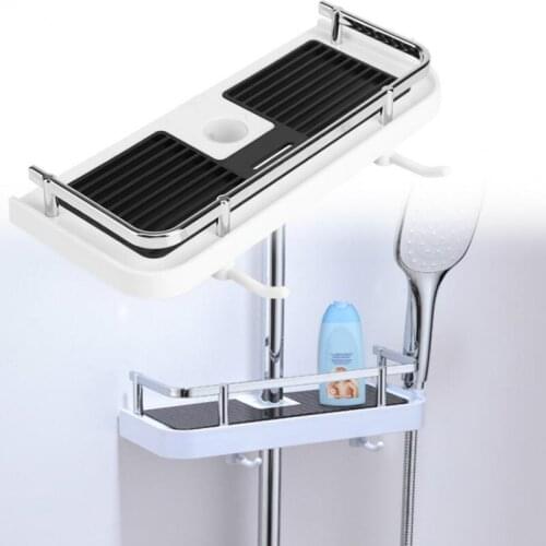 Practical Bathroom Pole Shower Storage Rack Holder Organizer Bathroom Shelves Shower Shampoo Tray Single Tier Shower Head WJ919