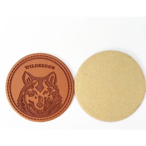 Factory Direct Supply Sewing Leather Hat Patches Custom Name Logo Round Leather Label