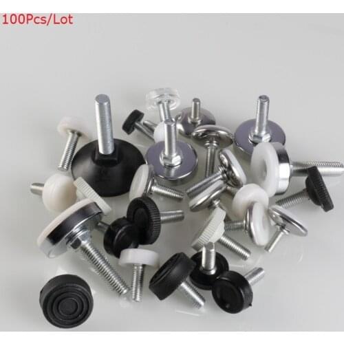 100Pcs/Lot Adjustable Furniture Leg Table Leveling Feet Pad Thread Stem Leveling Foot Glide Leveler 4 Prong T Nuts