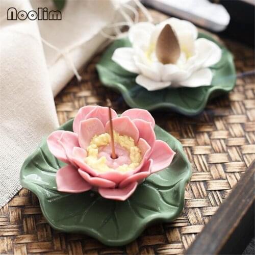 Handmade Lotus Ceramic Incense Stick Burner Colorful Incense Holder Handicraft Home Office Decor Ornaments Aromatherapy Censer