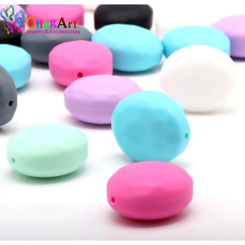 OlingArt Silicone Beads for teether mix colors 5 pcs/lot 24mm Oval cut shape DIY necklace/ Bracelet Baby Teether
