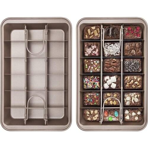 Brownie Pan with Dividers Nonstick and Heavy Duty, Get 18 Precut Brownies All at Once, Dishawasher Safe