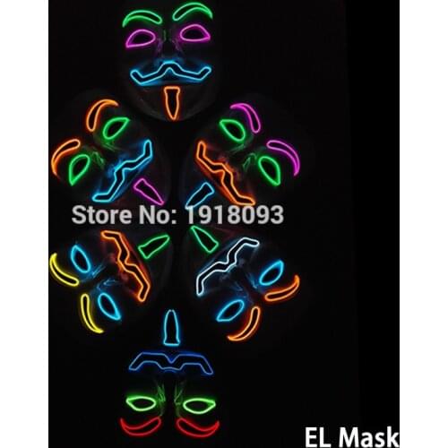 Hot 6 Style Glowing Vendetta mask gift Novelty Lighting LED mask Halloween, birthday party decor Flashing Light-up