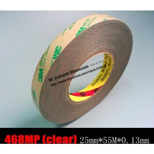 25mm*55M* 0.13mm Thick), 3M 468MP 200MP Adhesive, Two Face Adhesive Clear Film for Thermal Pads, Laptop Nameplate Label Screen