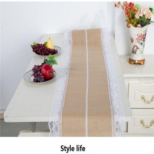 Vintage Natural Burlap Jute Linen Table Runner Christmas Wedding Champagne Table Runners Dining Room Restaurant Table Gadget