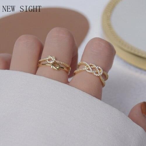 Shiny Side New Accessories Crystal Twist Adjustable Rings for Women Gift Unique Engagement Zirconia Rings Set