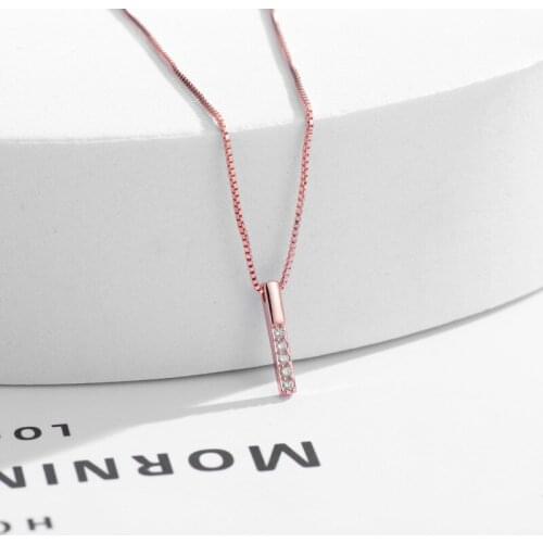 925 Sterling Silver Necklace Geometric A- line Crystal Set Simple Cool Student Girlfriends Clavicle Chain for Female