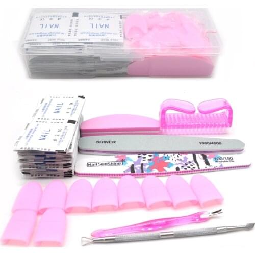 1 Set VIP Nail Polish Remover Kits Soak Off UV Gel Cap Clip Wrap Tools Nail Cuticles Peeler Scraper Manicure Tools Accessories
