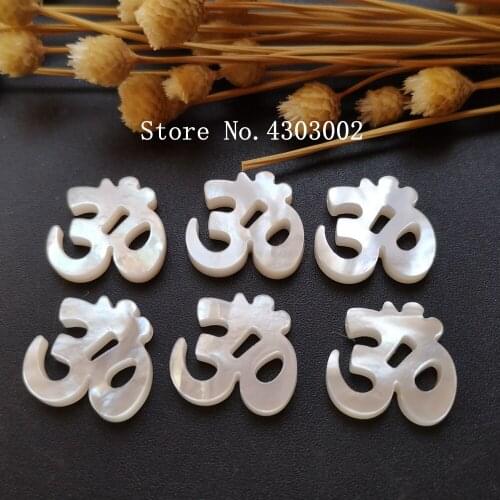 100pcs/lot 14x15mm Natural OM & AUM Mother of Pearl shell for DIY Jewelry Letter AUM & Allah MOP Pearl shell Beads