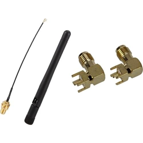 2 Pcs SMA Female Jack Panel Mount PCB Solder Connectors Gold with Lorawan Antenna + IPX to SMA Small Cable Extension
