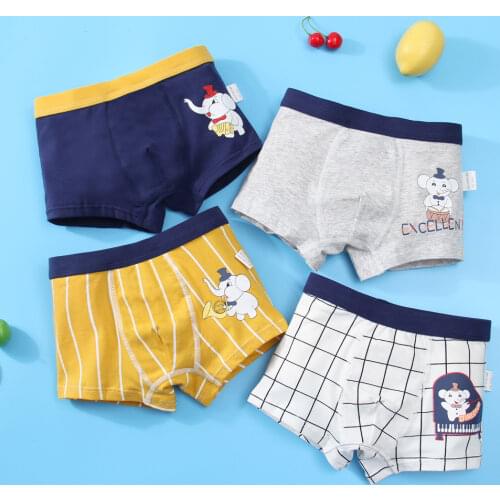 Childrens Underwear 4PCS Set High Quality Cartoon Shorts Soft Cotton Underwear Baby Boy Underpants Teenage Striped Panties