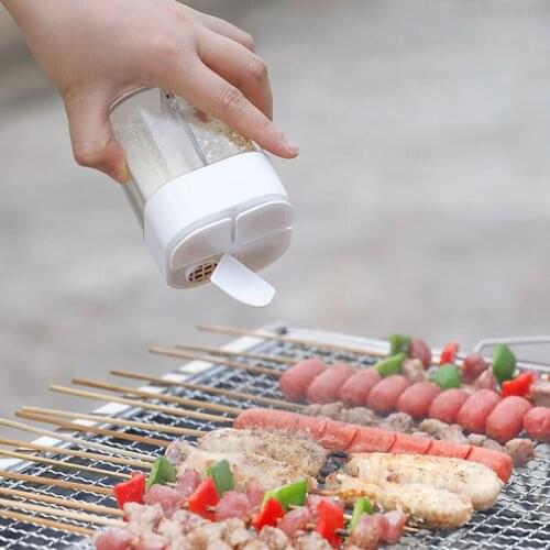 4 In 1 Plastic Seasoning Jar With Lid Portable Household Kitchen Salt Pepper Spice Storage Container Outdoor Garden BBQ Tools