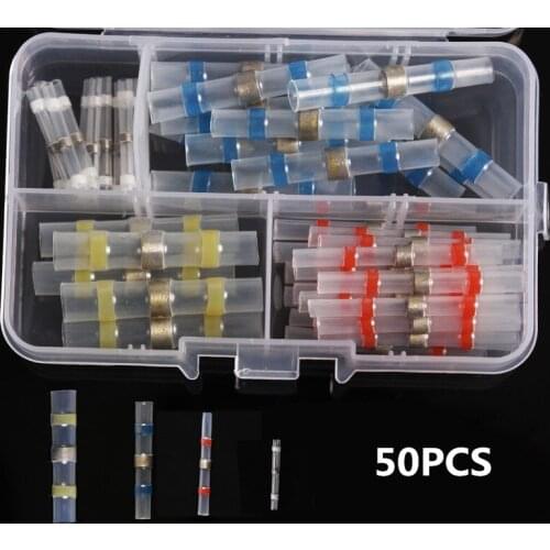 50pcs Waterproof Heat Shrinkable Terminal Connector Seal Insulating Bushing Wire Butt Connector Terminal Four Sizes