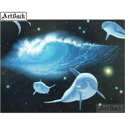 Dolphin 5d diy diamond painting animal full square drill crystal diamond mosaic 3D home decoration crafts gift
