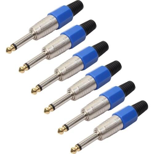 6pcs/lot connector mono audio plug jack 6.35mm amplifier microphone plug 6.35 mono sophomore core Drop shipping