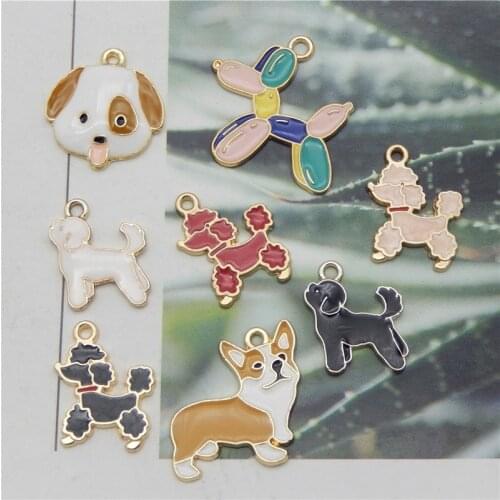 8pcs Mix Enamel Alloy Charms puppy pendant corgi dog charm for jewelry making earring pendant bracelet charms necklace pet gift